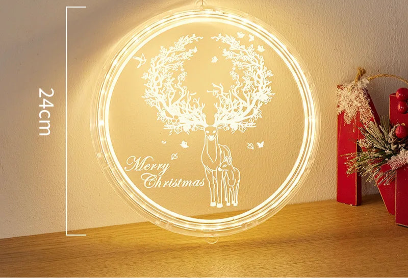 Christmas Transparent Luminous Night Lights, Festive Scene Atmosphere Decoration and Hanging Ornament Store