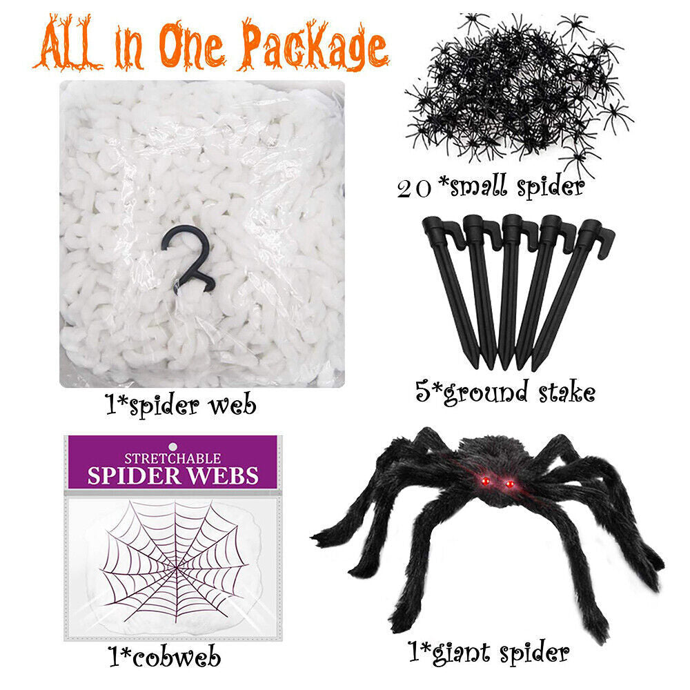 Giant Spider Web Halloween Decoration with spiders