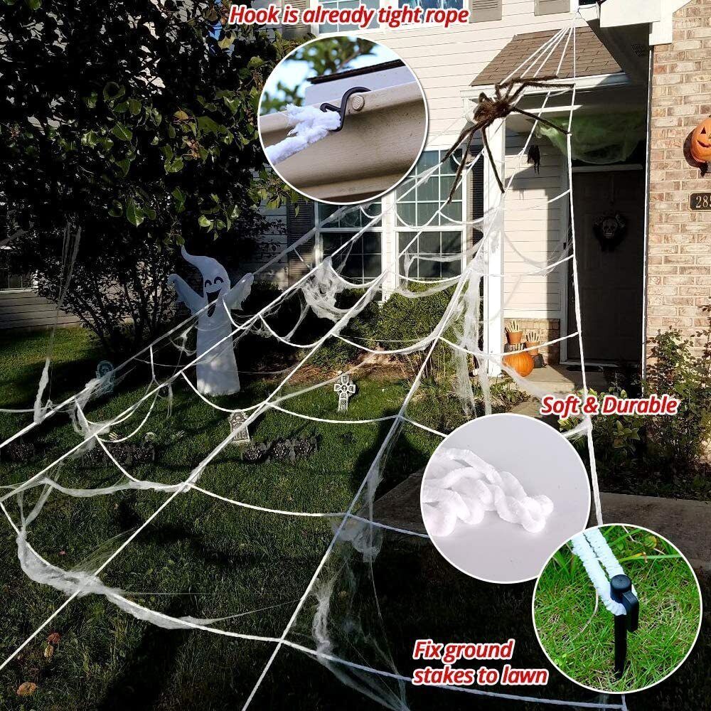 Giant Spider Web Halloween Decoration with spiders