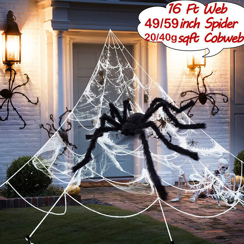 Giant Spider Web Halloween Decoration with spiders