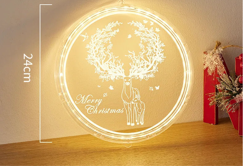 Christmas Transparent Luminous Night Lights, Festive Scene Atmosphere Decoration and Hanging Ornament Store