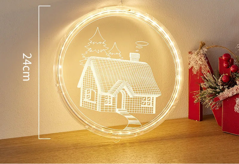 Christmas Transparent Luminous Night Lights, Festive Scene Atmosphere Decoration and Hanging Ornament Store