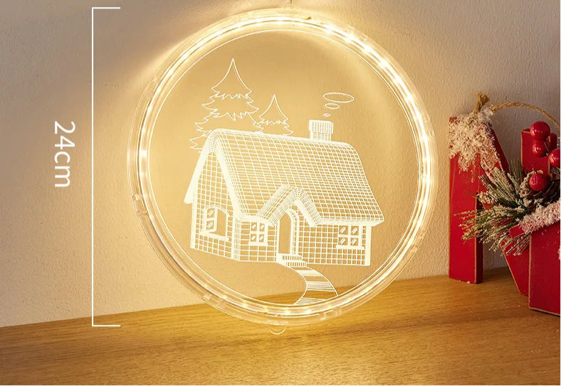 Christmas Transparent Luminous Night Lights, Festive Scene Atmosphere Decoration and Hanging Ornament Store