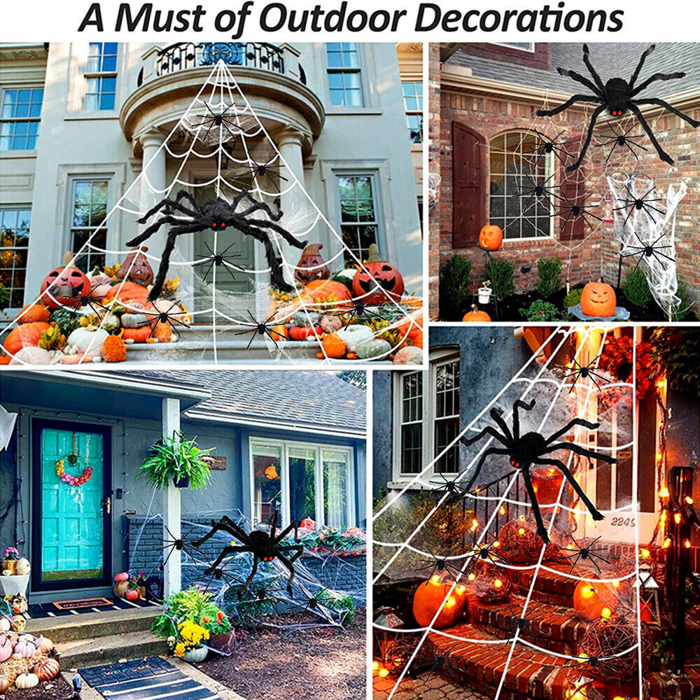 Giant Spider Web Halloween Decoration with spiders