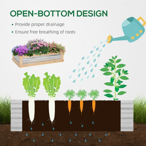 Raised Garden Bed With Polycarbonate Greenhouse, Wooden 48 X 24 X 32, Natural