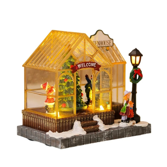 Christmas Musical Greenhouse Ornament with LED Lighting