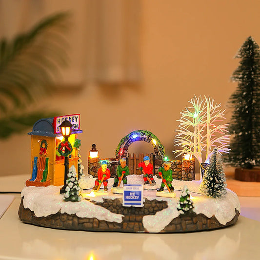 Christmas glowing snow scenery houses