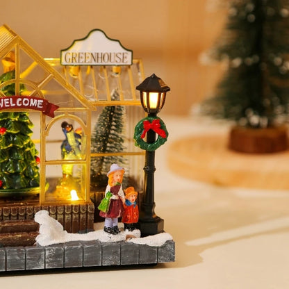 Christmas Musical Greenhouse Ornament with LED Lighting