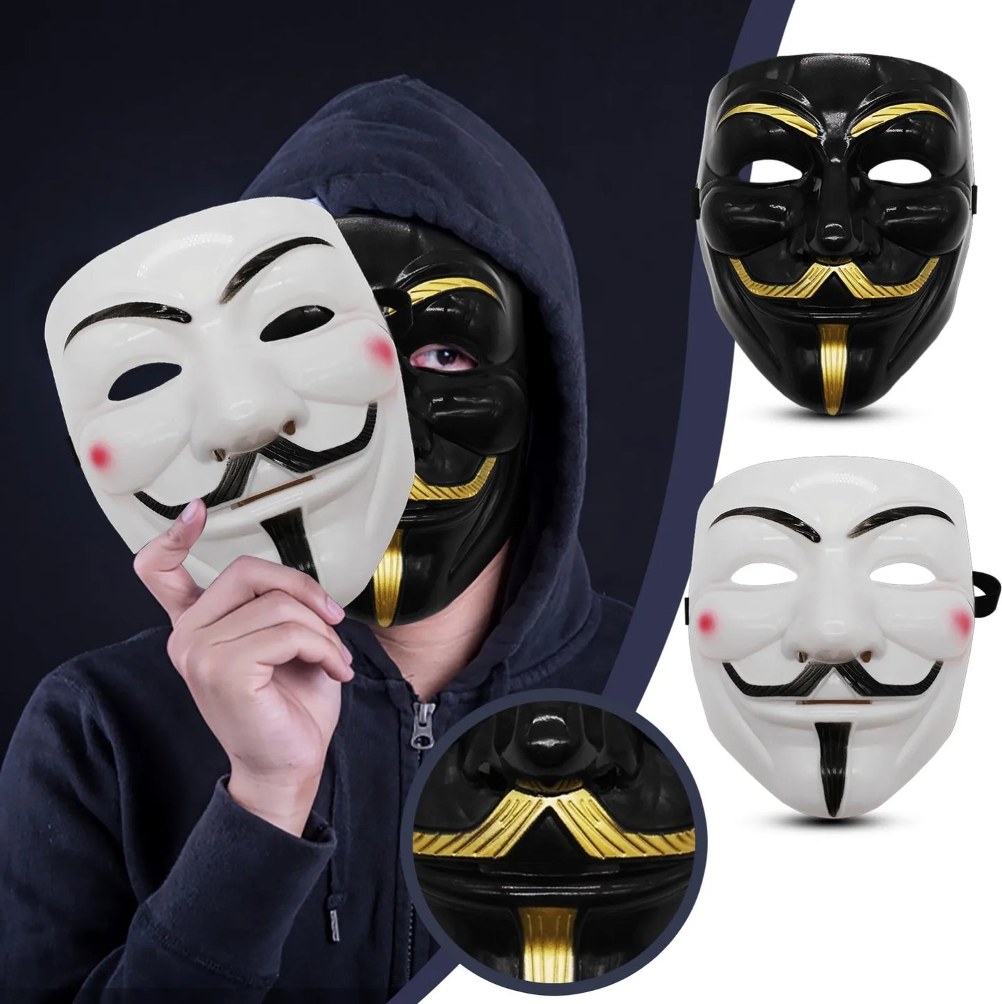 Halloween Face Mask Black White