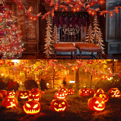 Thanksgiving Decorations Lighted Fall Garland Maple Leaves