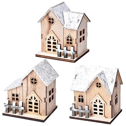 Christmas LED Light Wooden House Luminous Cabin