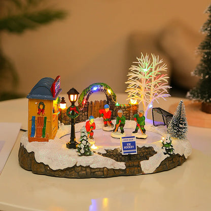 Christmas glowing snow scenery houses