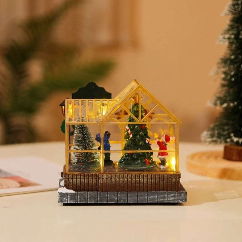 Christmas Musical Greenhouse Ornament with LED Lighting