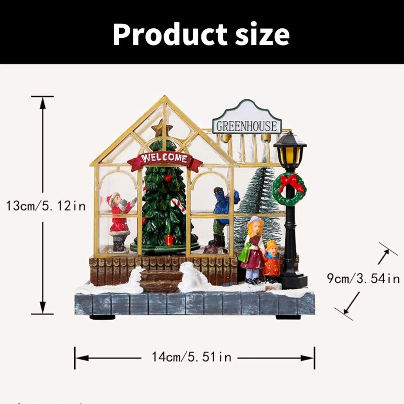 Christmas Musical Greenhouse Ornament with LED Lighting