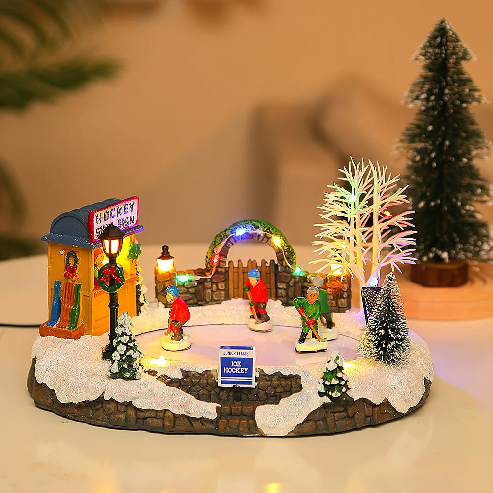 Christmas glowing snow scenery houses