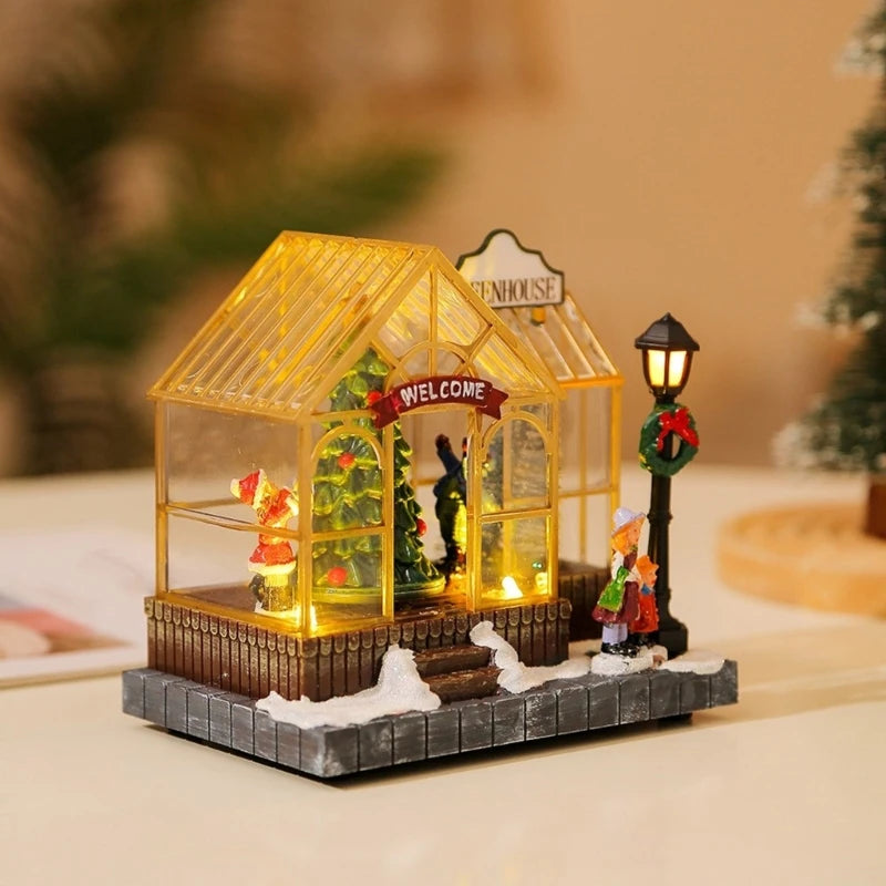 Christmas Musical Greenhouse Ornament with LED Lighting