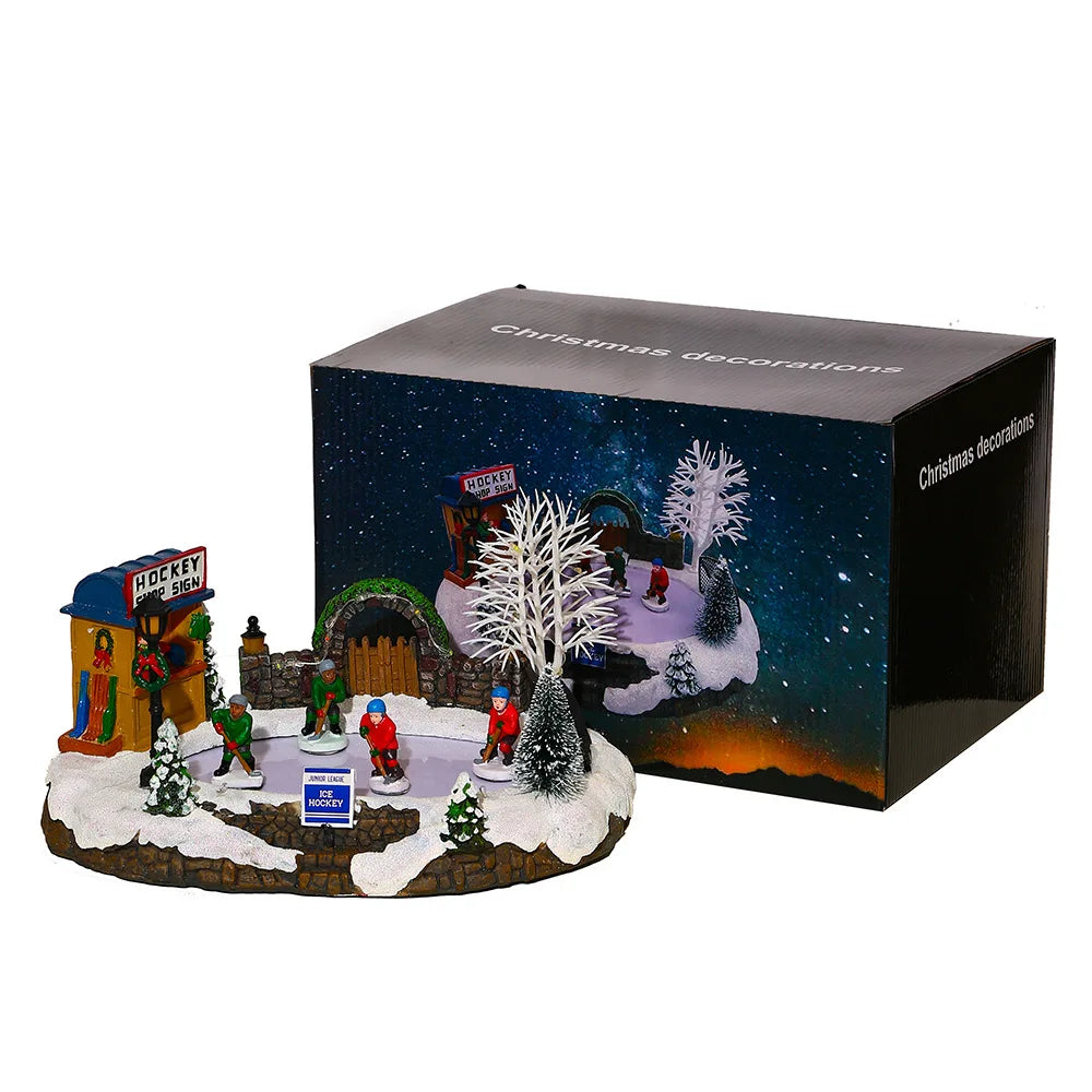 Christmas glowing snow scenery houses